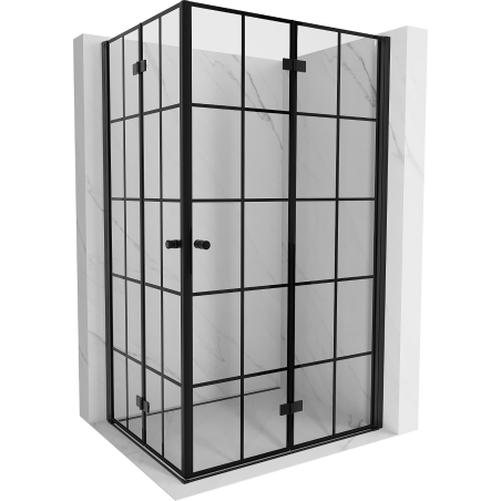 Mexen Mist-F Duo folding shower cabin right 110 x 120 cm, black grid, black - 8A6-110L-120P-70-77