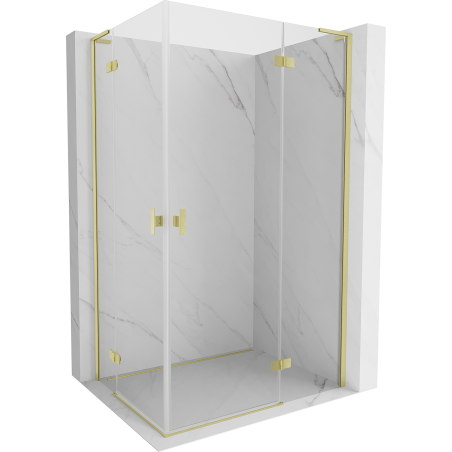 Mexen Mist-H L Duo hinged shower cabin 70 x 80 cm, transparent, brushed gold - 8A5L-070L-080P-55-00