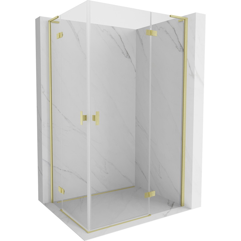 Mexen Mist-H L Duo shower cabin, right hinged 100 x 110 cm, transparent, brushed gold - 8A5L-100L-110P-55-00