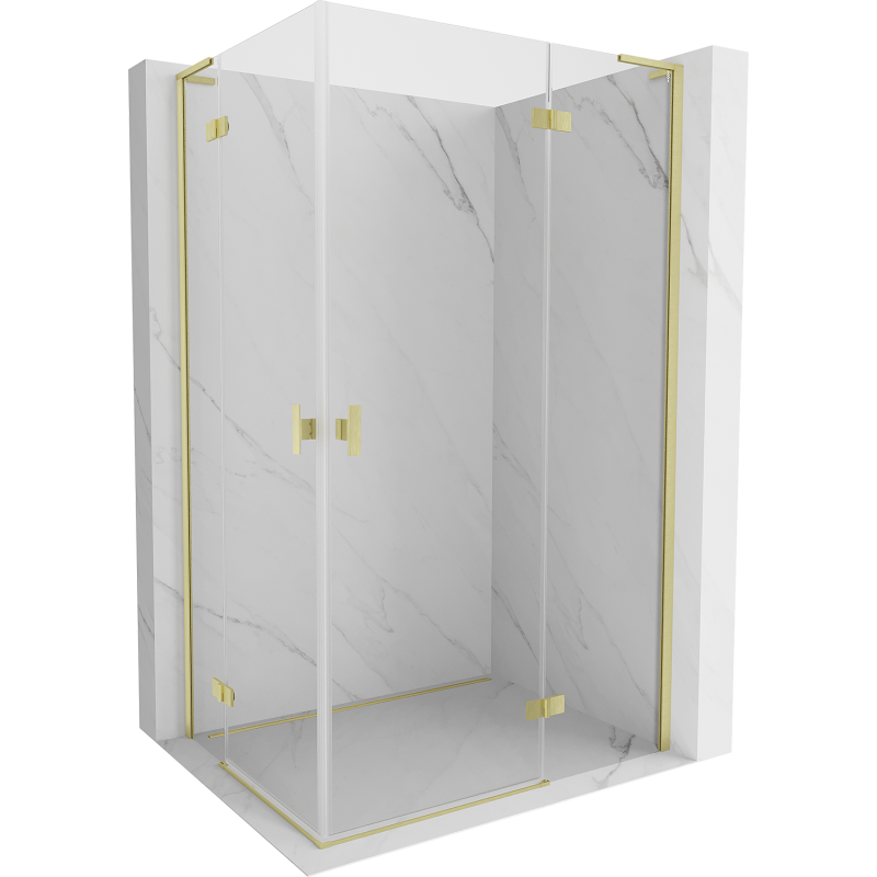 Mexen Mist-H L Duo Right-Hinged Shower Enclosure 80 x 115 cm, Transparent, Brushed Gold - 8A5L-080L-115P-55-00