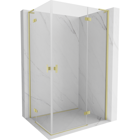 Mexen Mist-H L Duo shower enclosure, hinged 75 x 120 cm, transparent, brushed gold - 8A5L-075L-120P-55-00