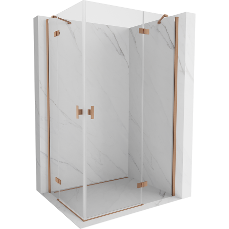 Mexen Mist H Duo shower enclosure pivot door 90 x 100 cm, transparent, brushed copper - 8A5-090L-100P-65-00