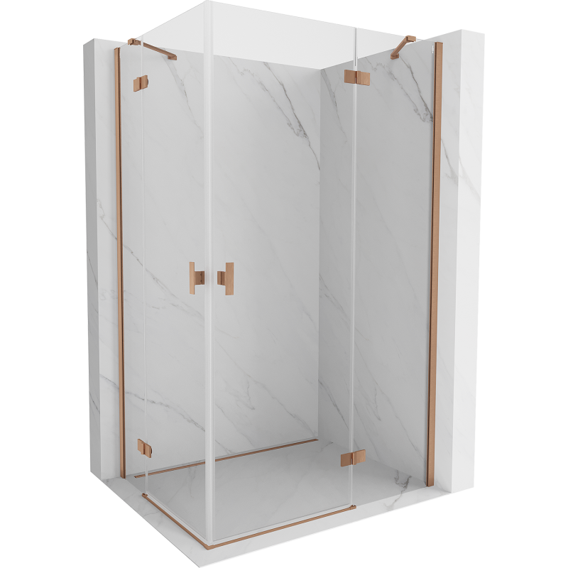 Mexen Mist-H Duo right swing shower cabin 105 x 110 cm, transparent, brushed copper - 8A5-105L-110P-65-00
