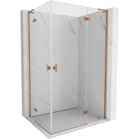 Mexen Mist-H L Duo pivot shower enclosure right 75 x 80 cm, transparent, brushed copper - 8A5L-075L-080P-65-00