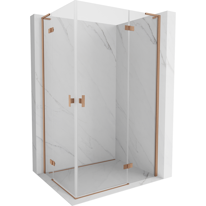 Mexen Mist-H L Duo right hinged shower enclosure 85 x 120 cm, transparent, brushed copper - 8A5L-085L-120P-65-00