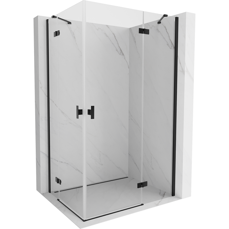 Mexen Mist-H Duo Right Hinged Shower Enclosure 90 x 120 cm, Transparent, Black - 8A5-090L-120P-70-00