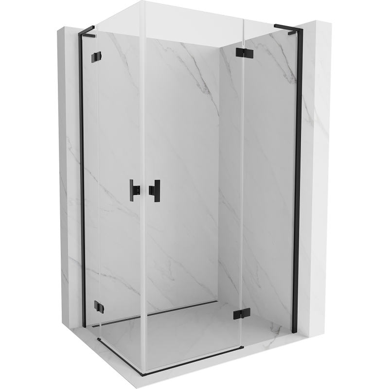 Mexen Mist-H L Duo right-hand hinged shower cabin 75 x 80 cm, transparent, black - 8A5L-075L-080P-70-00