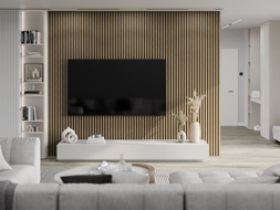 Mexen Lam-B Wall Slats 275 x 30 cm, 4 mm HDF Board, Technical Veneer, Linen Walnut - S100-275307-3015-015