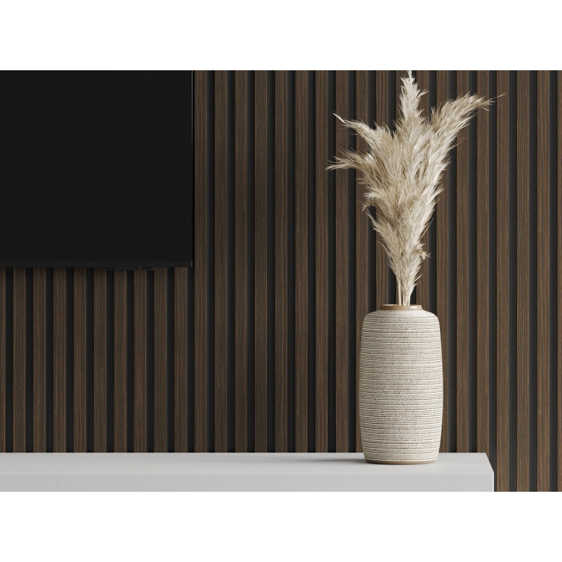 Mexen Lam-B wall slats 275 x 30 cm, 4 mm HDF board, technical veneer, Burnt Walnut - S100-275307-3015-024