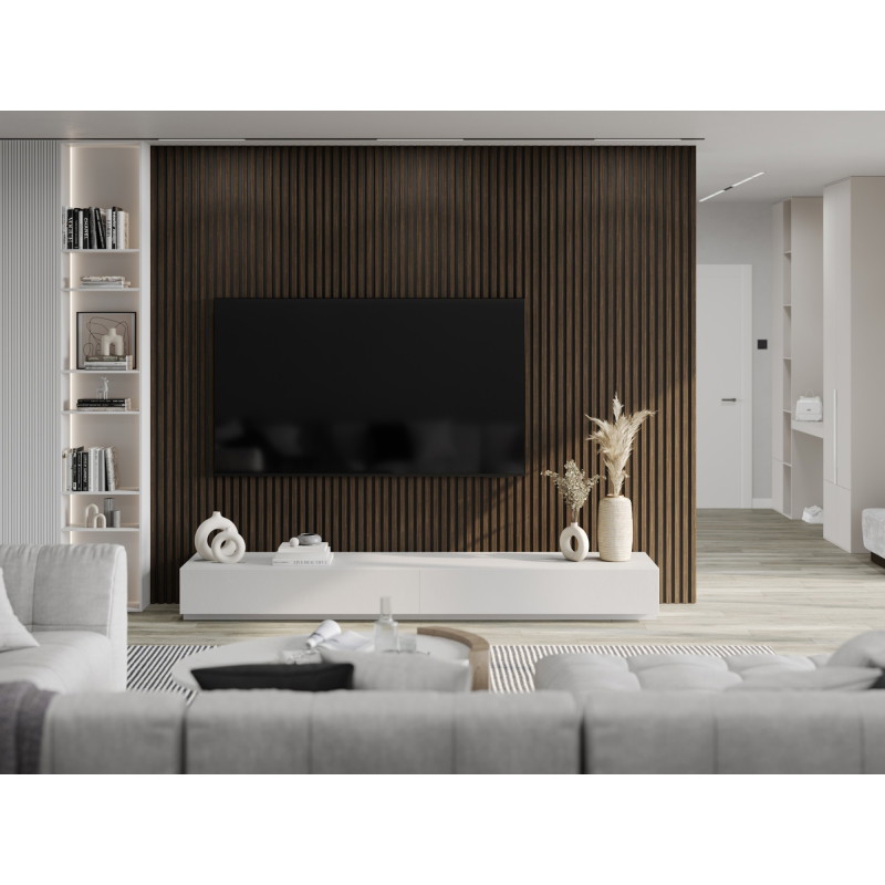 Mexen Lam-B wall slats 275 x 30 cm, 4 mm HDF board, technical veneer, Burnt Walnut - S100-275307-3015-024