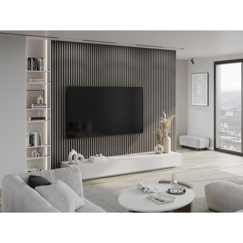 Mexen Lam-F Acoustic Wall Slats 275 x 30 cm, 8 mm Felt, Technical Veneer, Steel Oak - S105-275307-3015-006
