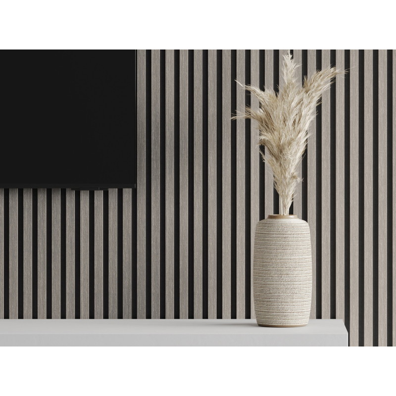 Mexen Lam-F acoustic wall slats 275 x 30 cm, 8 mm felt, technical veneer, Silvery Oak - S105-275307-3015-007