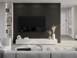 Mexen Lam-F Acoustic Wall Slats 275 x 30 cm, 8 mm Felt, Technical Veneer, Silvery Walnut - S105-275307-3015-009