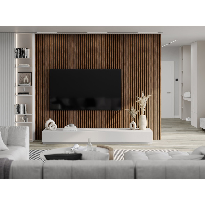 Mexen Lam-F acoustic wall slats 275 x 30 cm, 8 mm felt, technical veneer, Ruby Mahogany - S105-275307-3015-013