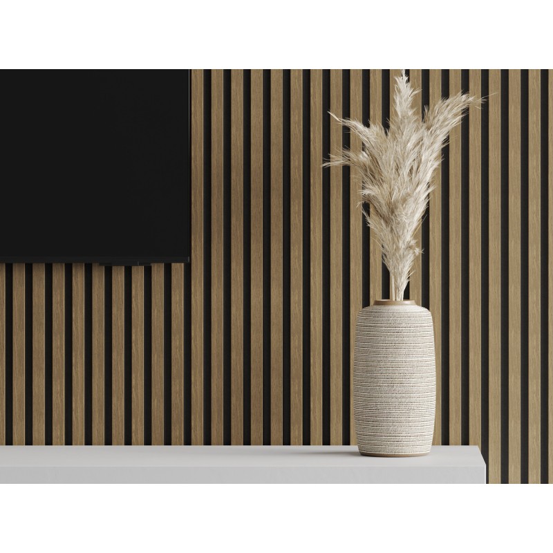 Mexen Lam-F Acoustic Wall Slats 275 x 30 cm, 8 mm Felt, Technical Veneer, Natural Walnut - S105-275307-3015-016
