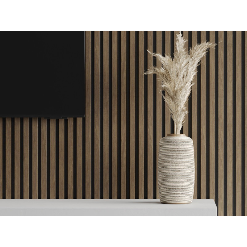 Mexen Lam-F acoustic wall slats 275 x 30 cm, 8 mm felt, technical veneer, Cocoa Walnut - S105-275307-3015-018