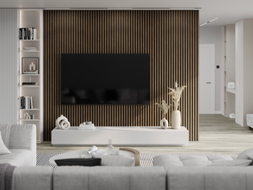 Mexen Lam-F acoustic wall slats 275 x 30 cm, 8 mm felt, technical veneer, Cocoa Walnut - S105-275307-3015-018