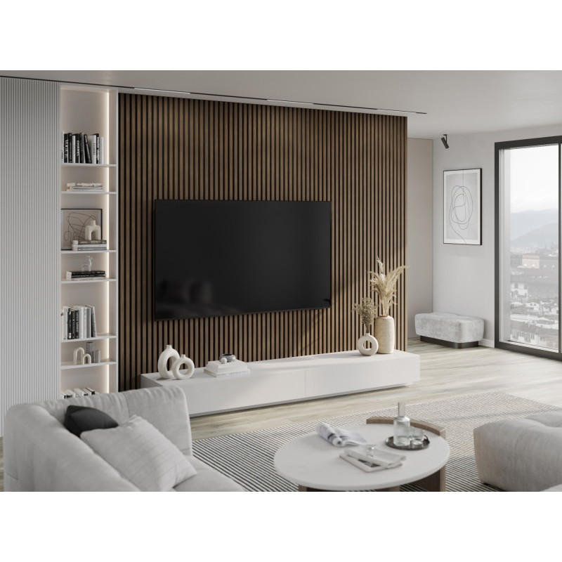 Mexen Lam-F acoustic wall slats 275 x 30 cm, 8 mm felt, technical veneer, Cocoa Walnut - S105-275307-3015-018