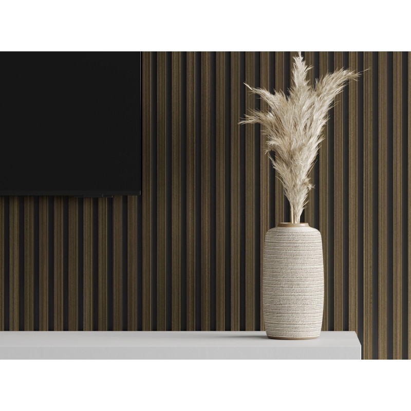 Mexen Lam-F acoustic wall slats 275 x 30 cm, felt 8 mm, technical veneer, Royal Ebony - S105-275307-3015-020