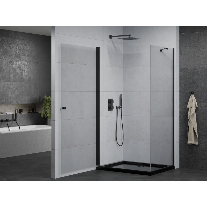 Mexen Pretoria swing shower cabin 100 x 80 cm, transparent, black + Flat tray, black - 852-100-080-70-00-4070B