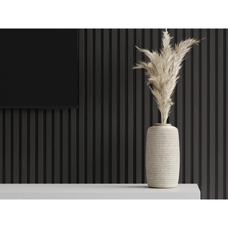 Mexen Lam-F Acoustic Wall Slats 275 x 30 cm, 8 mm Felt, Technical Veneer, Black Ebony - S105-275307-3015-023