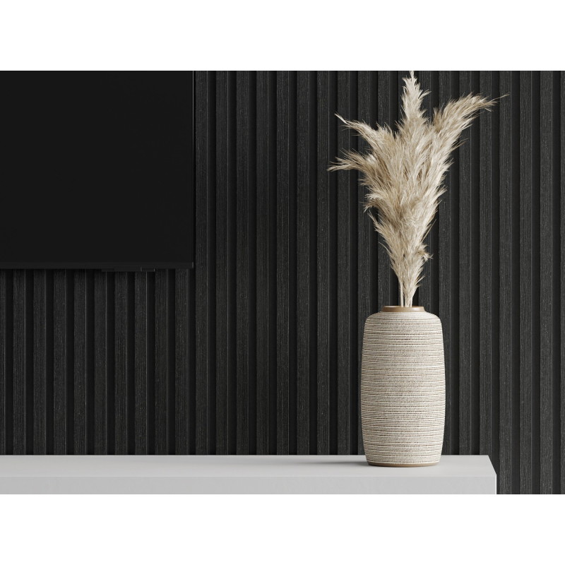 Mexen Lam-F acoustic wall slats 275 x 30 cm, 8 mm felt, technical veneer, Silvery Black Oak - S105-275307-3015-025