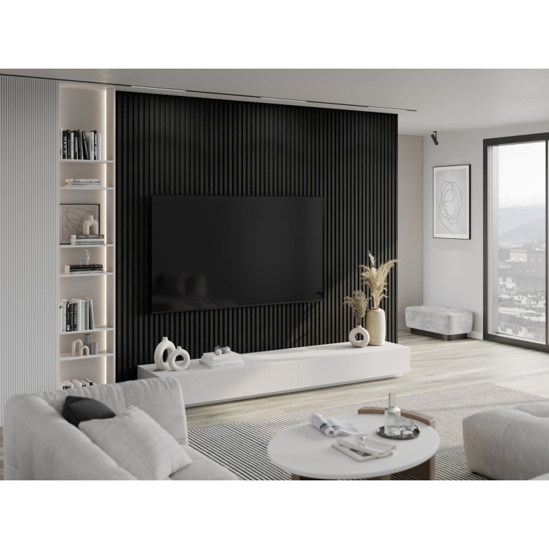 Mexen Lam-F acoustic wall slats 275 x 30 cm, 8 mm felt, technical veneer, Silvery Black Oak - S105-275307-3015-025