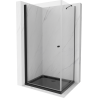 Mexen Pretoria hinged shower cubicle 100 x 90 cm, transparent, Black + shower tray Flat, Black - 852-100-090-70-00-4070B