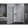 Mexen Pretoria hinged shower cubicle 100 x 90 cm, transparent, Black + shower tray Flat, Black - 852-100-090-70-00-4070B