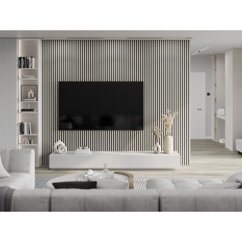 Mexen Lam-B Wall Slats 275 x 31.5 cm, 4 mm HDF Board, Grey Linen - S100-275317-2812-068