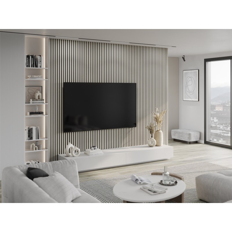Mexen Lam-B Wall Slats 275 x 31.5 cm, 4 mm HDF Board, Grey Linen - S100-275317-2812-068