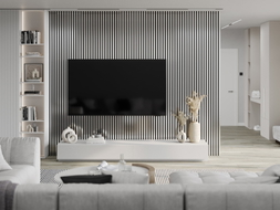 Mexen Lam-F Acoustic Wall Slats 275 x 31.5 cm, 6 mm Felt, Silver - S105-275317-2812-056