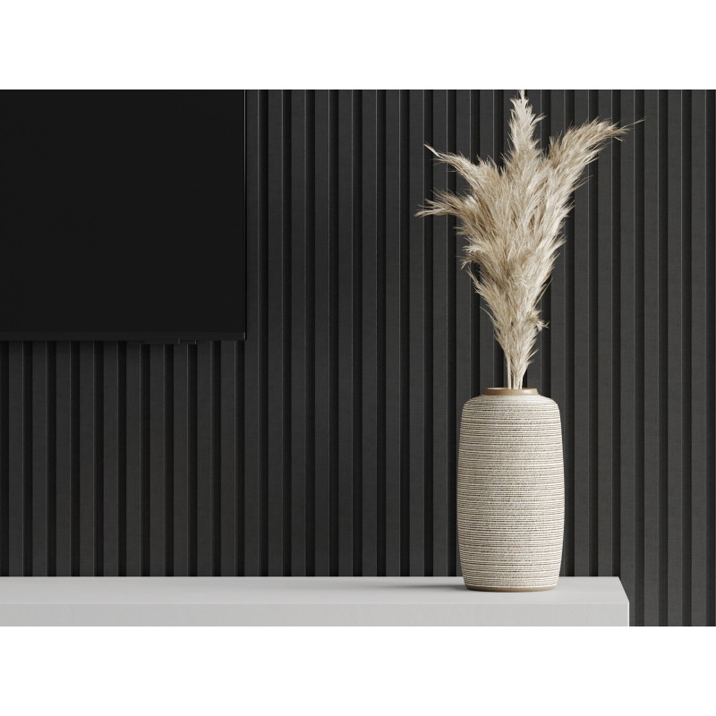 Mexen Lam-F Acoustic Wall Slats 275 x 31.5 cm, 6 mm Felt, Black Linen - S105-275317-2812-069
