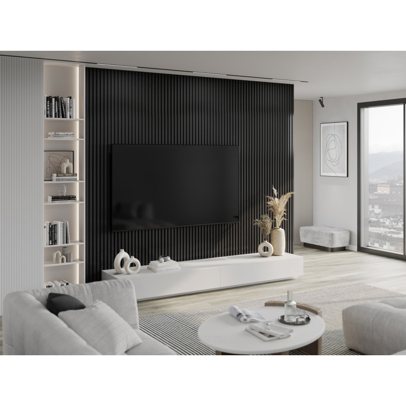 Mexen Lam-F Acoustic Wall Slats 275 x 31.5 cm, 6 mm Felt, Black Linen - S105-275317-2812-069