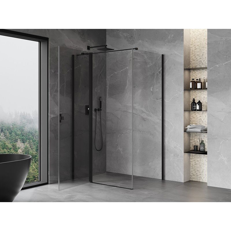 Mexen Mist T hinged shower enclosure 80 x 75 cm, transparent, black - 8A4T-080-075-70-00