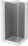 Mexen Pretoria hinged shower cabin 70 x 70 cm, graphite, chrome + Flat shower tray - 852-070-070-01-40-4010