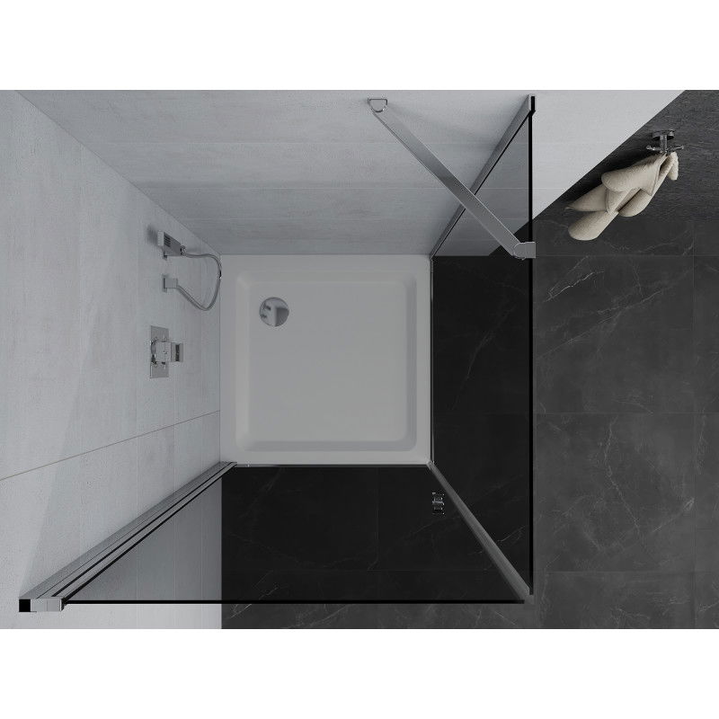 Mexen Pretoria shower enclosure swing 70 x 70 cm, graphite, chrome + Flat tray - 852-070-070-01-40-4010