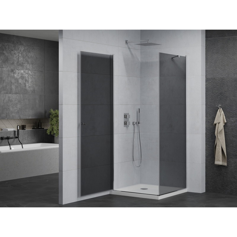 Mexen Pretoria pivot shower cabin 70 x 70 cm, graphite, chrome + Flat shower tray - 852-070-070-01-40-4010