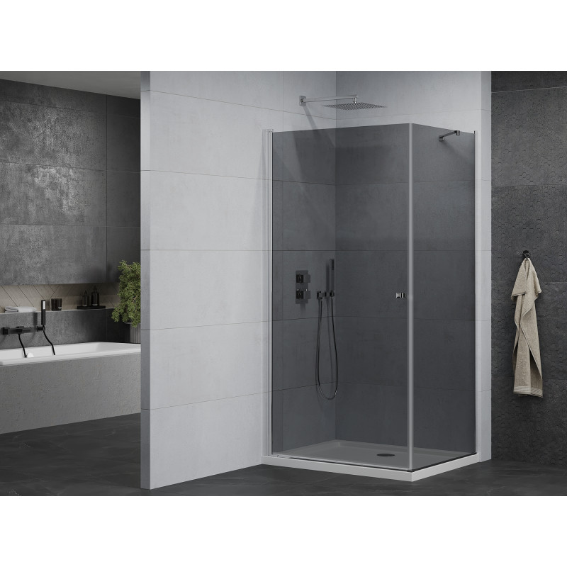 Mexen Pretoria swing shower cabin 70 x 80 cm, graphite, chrome + Flat shower tray - 852-070-080-01-40-4010