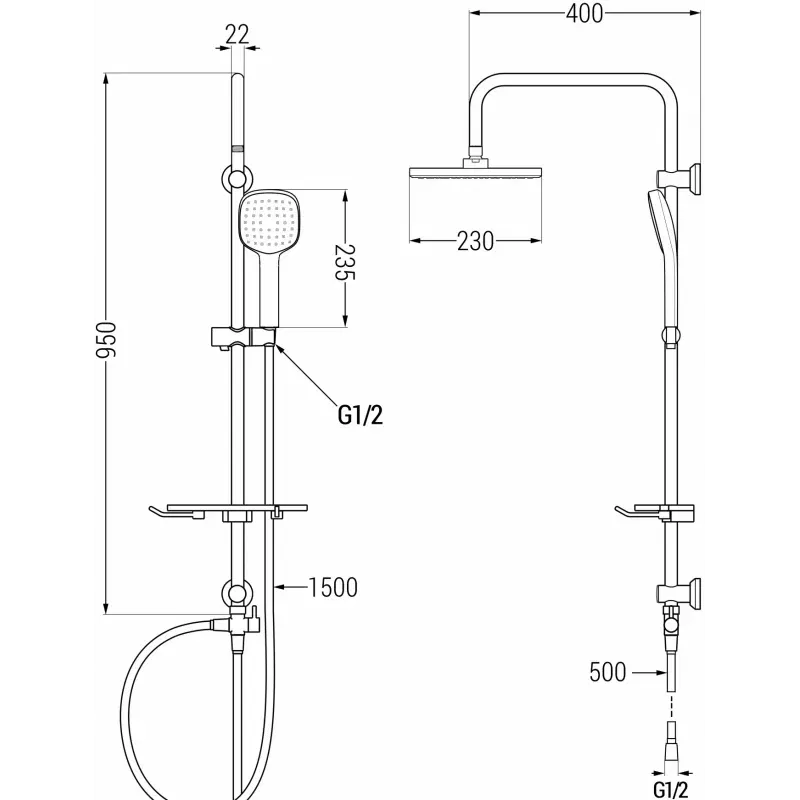 Mexen T33 shower column, chrome/white - 798333393-02