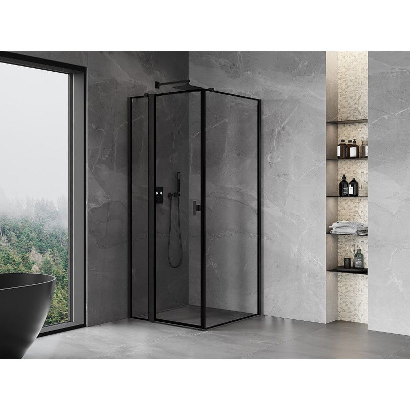 Mexen Mist T shower cabin swing left 85 x 85 cm, black frame, black - 8A4T-085-085-70-70-L