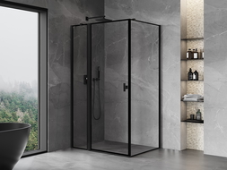 Mexen Mist T Left Hinged Shower Enclosure 120 x 85 cm, Black Frame, Black - 8A4T-120-085-70-70-L