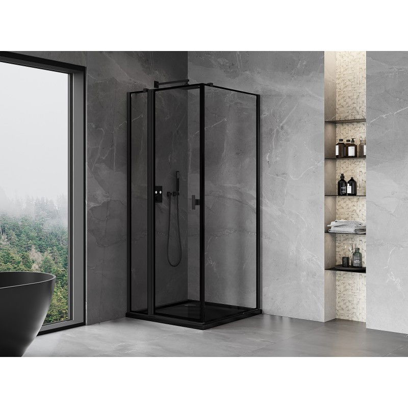 Mexen Mist T shower cabin swing left 90 x 90 cm, black frame, black - 8A4T-090-090-70-70-L