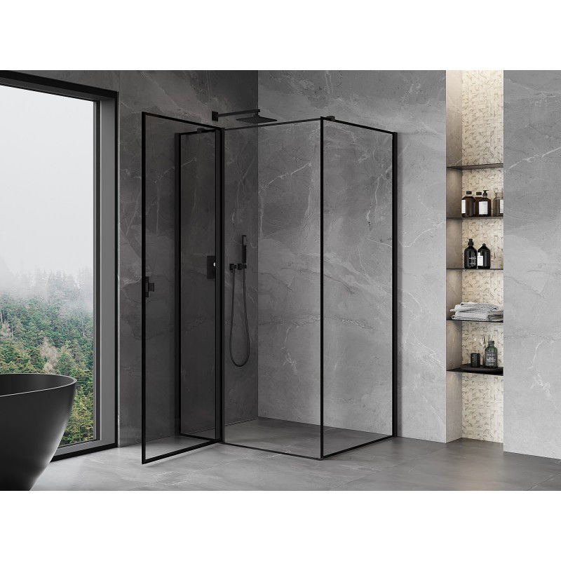 Mexen Mist T left hinged shower enclosure 110 x 95 cm, black frame, black - 8A4T-110-095-70-70-L