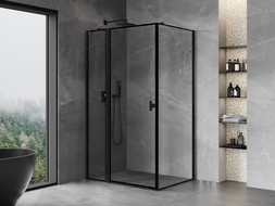 Mexen Mist T left hinged shower cabin 85 x 100 cm, black frame, black - 8A4T-085-100-70-70-L