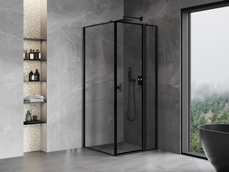 Mexen Mist T Right Hinged Shower Enclosure 75 x 75 cm, Black Frame, Black - 8A4T-075-075-70-70-P