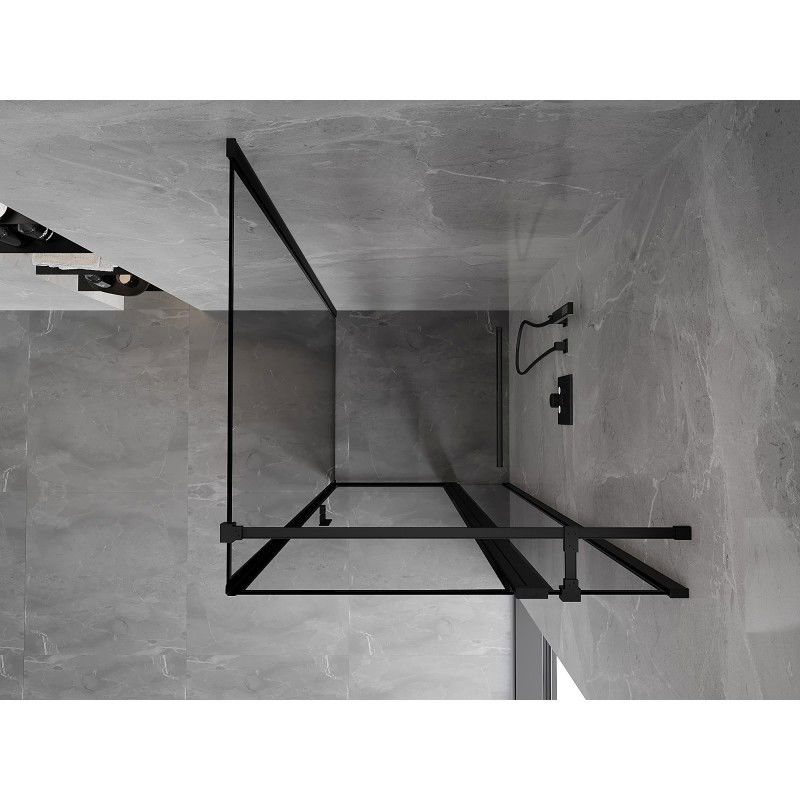 Mexen Mist T Right Hinged Shower Enclosure 75 x 75 cm, Black Frame, Black - 8A4T-075-075-70-70-P