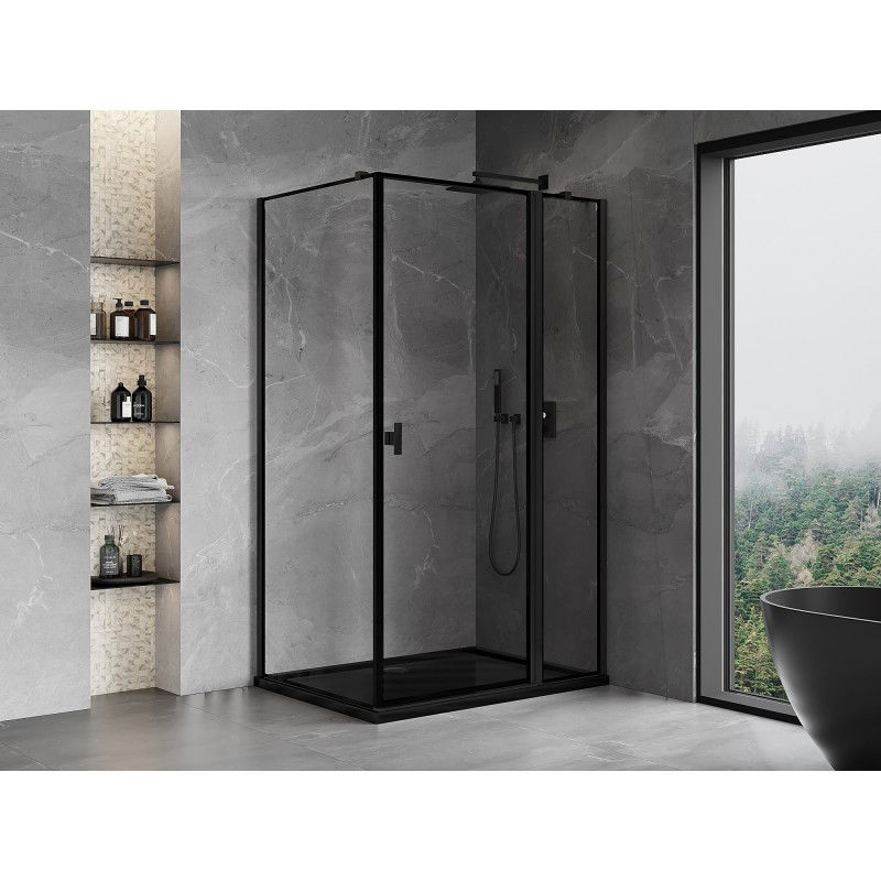 Mexen Mist T 70 x 80 cm Right-Swing Shower Enclosure, Black Frame, Black - 8A4T-070-080-70-70-P