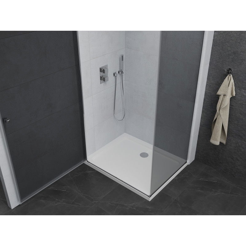 Mexen Pretoria shower enclosure 80 x 110 cm, graphite, chrome + Flat tray - 852-080-110-01-40-4010