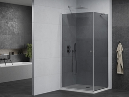 Mexen Pretoria hinged shower cabin 80 x 110 cm, graphite, chrome + Flat tray - 852-080-110-01-40-4010